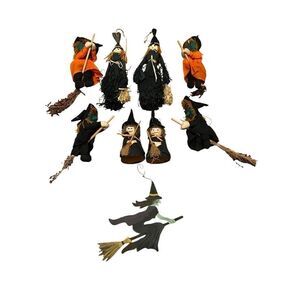 Lot of 9 Halloween Straw Kitchen Witch Decorations Home Decor Spooky